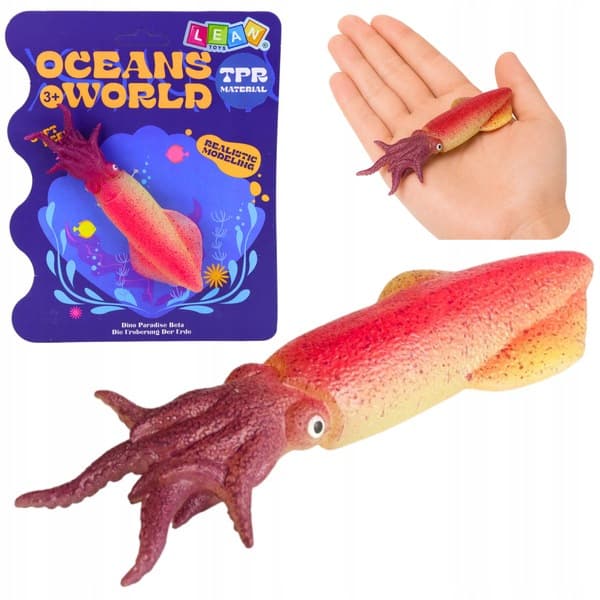 Rubber Squid Figurine – Stretchable, Realistic Sea Creature, 14 cm