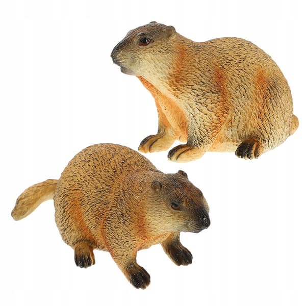 2 REALISTIC MARMOT FIGURINES – DECORATION