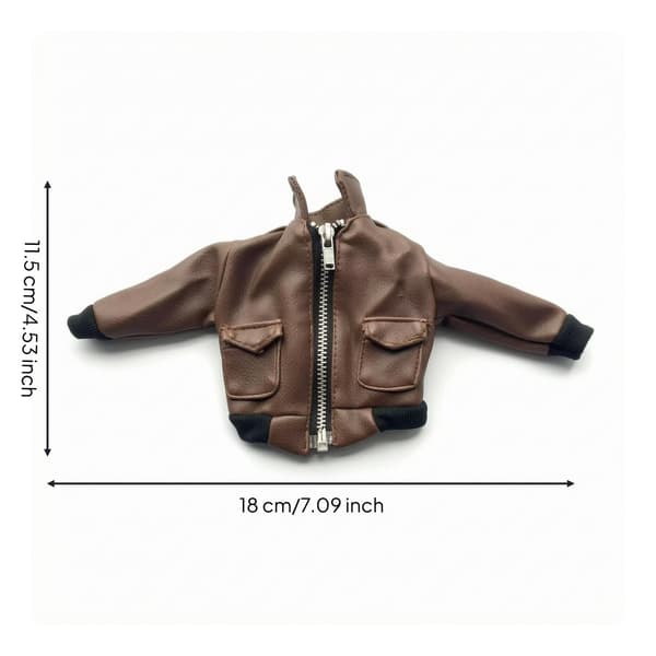 1/6 scale flight jacket. Ribbed sleeve cuffs. 12-inch fitted coat that covers