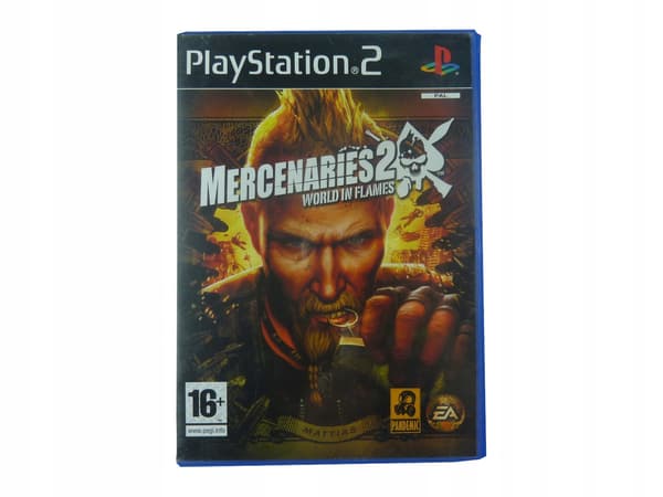 MERCENARIES 2 WORLD IN – disc in very good+ condition, complete set with Polish PS2 version