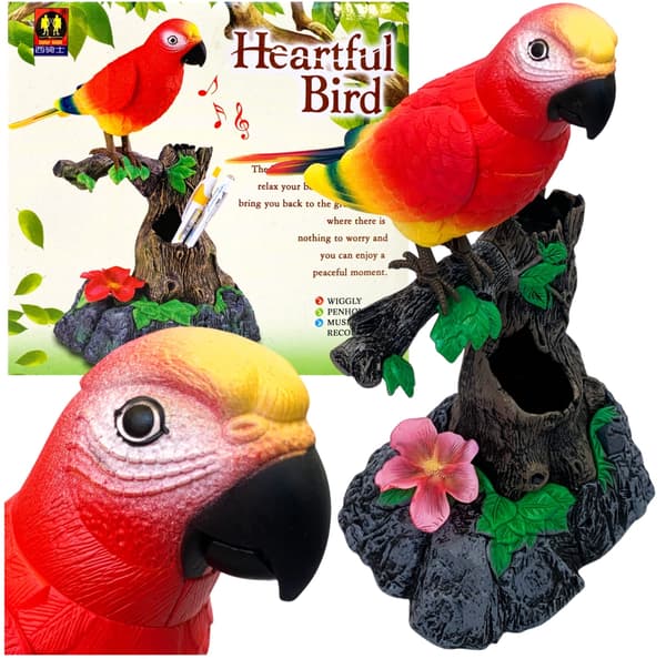 A chirping, moving little bird. An interactive bird. A budgie. With sound