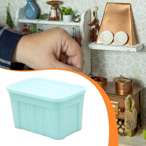 Doll Miniature Mini Organiser Box Stackable Storage Container Model Green