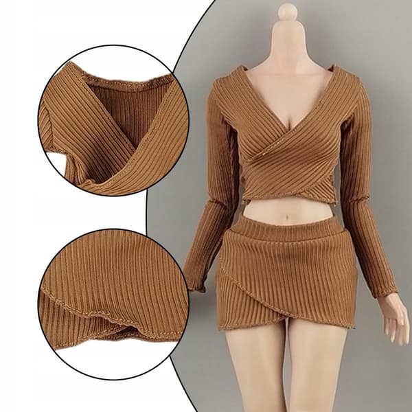 1:6 Scale Basic Crop Top Costume – Female Figure, Brown