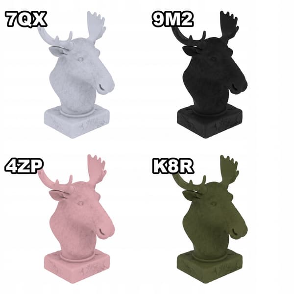 DECORATIVE FIGURINE: MOOSE BUST ON A BASE – MANY COLOURS AVAILABLE