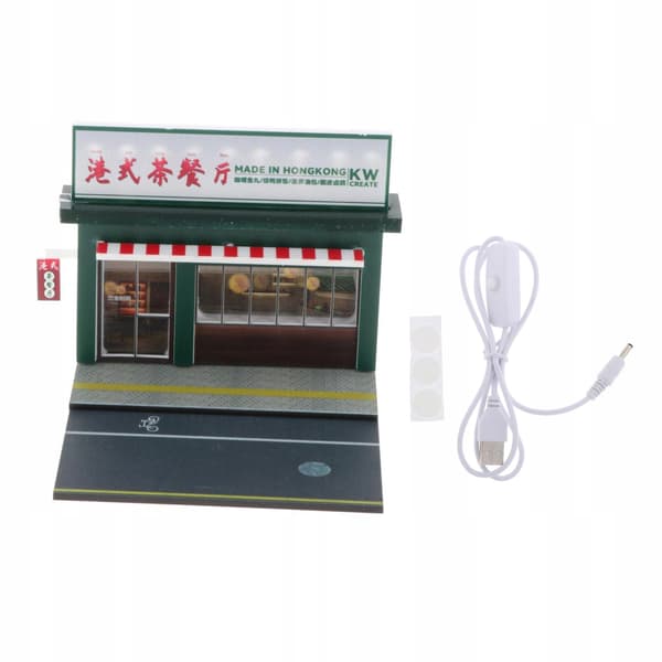 1/64 Scale Model Car Display Scene Background Setting Diorama Tea Restaurant