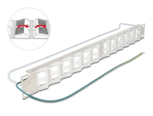 Delock 67066 19-inch 24-port tilting Keystone patch panel with strain relief