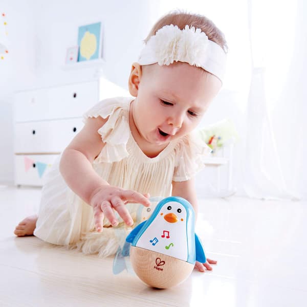 Hape Roly Poly Rocking Penguin with Sound, Blue, Beautiful