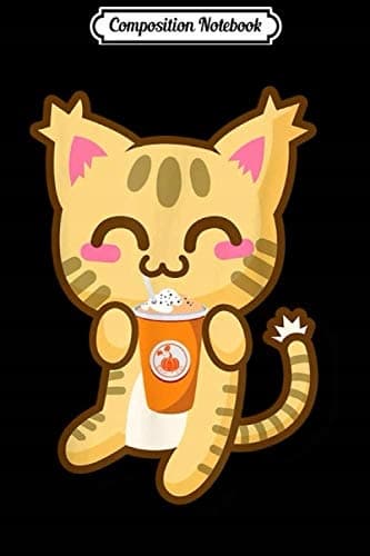 Composition Notebook: Kawaii Cat Drinking Pumpkin Spice – Cute Anime Gift J