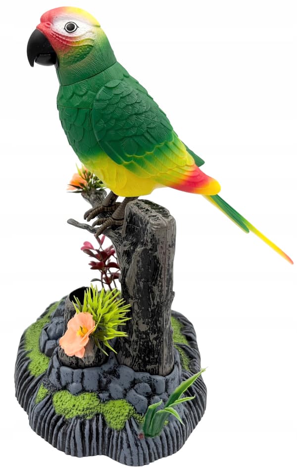 Singing parrot, interactive battery-operated parrot, interactive bird.