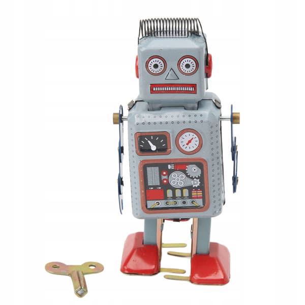 HAND-WINDING RETRO METAL WALKING ROBOT
