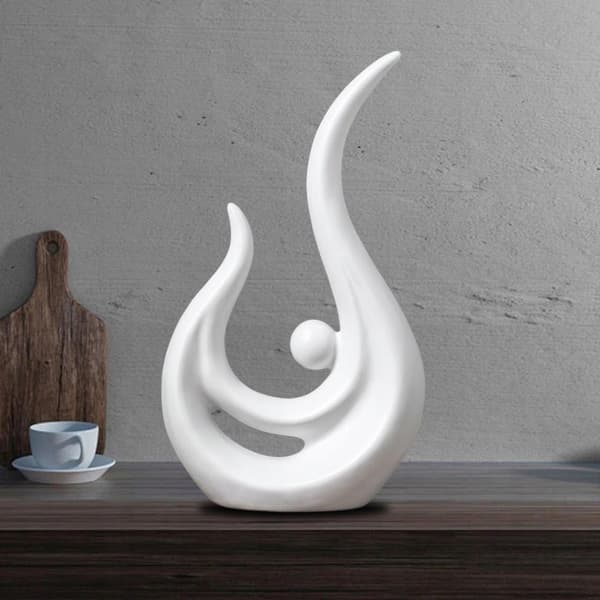 Modern ceramic statue: Sculpture, Table Centrepiece, White Figurine, 25cm x 14cm