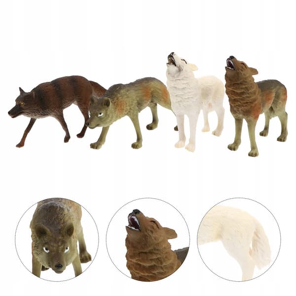 4 REALISTIC PLASTIC WOLF MODELS – EDUCATIONAL TOYS