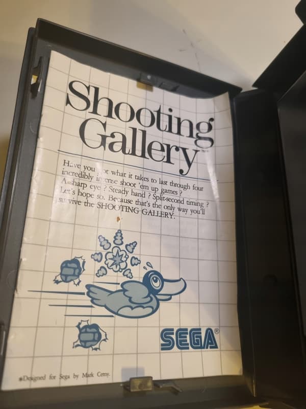 Shooting Gallery for the SEGA MASTER SYSTEM, complete with box and manual.