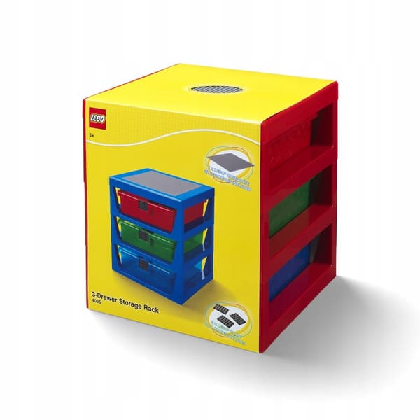 LEGO 3-Drawer Storage Rack, red