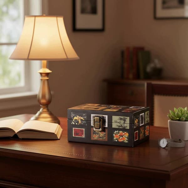 Retro Plaid B wooden storage box