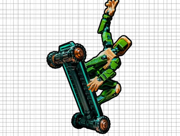 3D figurine – Articulated figure on a hoverboard: Dummy 13