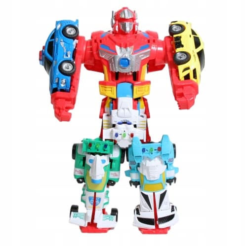 LARGE SET OF 5 SOUND-EFFECT ROBOT FIGURES THAT TRANSFORM INTO A CAR