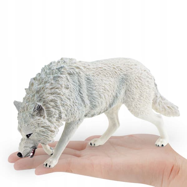 Mini Wolf Figurine – Desk Ornament – Hand-Painted Craft Model – White