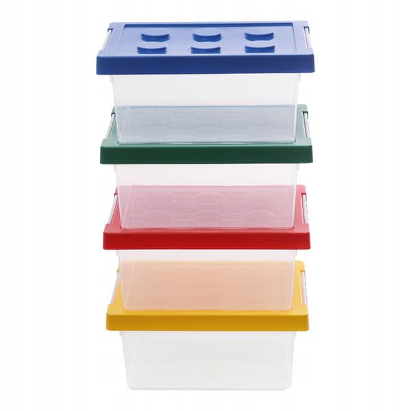 4 × 9L CHILDREN’S BLOCK STORAGE CONTAINERS × 4 × STACKABLE TOY ORGANISER