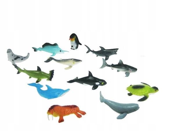 FISH, SHARK, SEAL, TURTLE, PENGUIN, DOLPHIN, FISH (12-piece set) 4 years