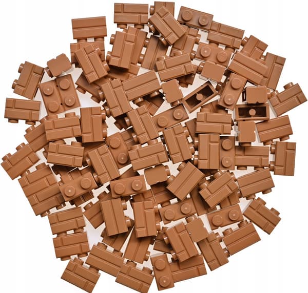 LEGO 1x2 bricks, 100 pieces, 98283, 4656783, wall, light brown, Medium Nougat