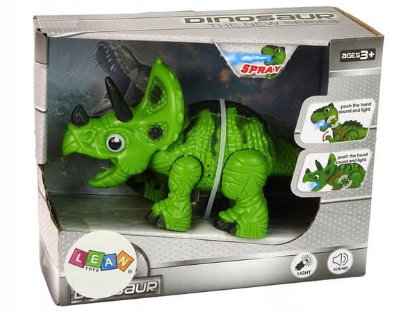 Interactive Triceratops Dinosaur – Steam-powered, Sound Effects, Green