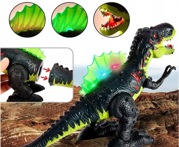 LARGE T-REX DINOSAUR: STEAMING, ROARING, WALKING, LIGHT-UP FIGURES FOR CHILDREN – 20 CM