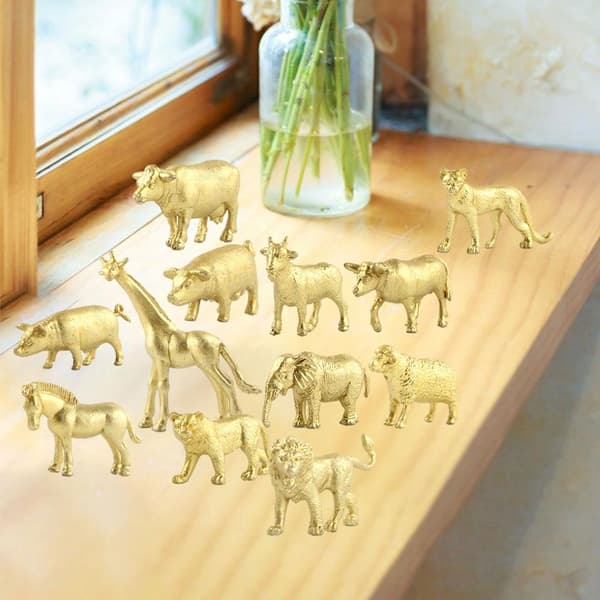 Animals Figurines Toys Learning Play Set Realistic Mini Golden Elephant