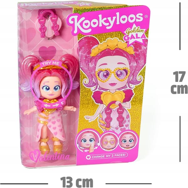KOOKY LOOS GOLDEN GALA MINI DOLL WITH CHANGEABLE FACES – VALENTINA - 3+
