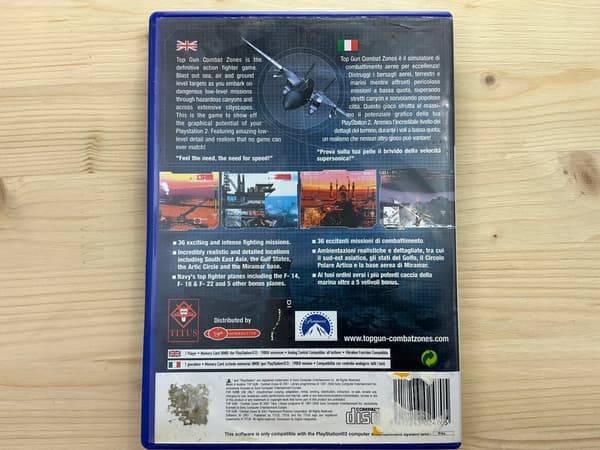 TOP GUN COMBAT ZONES – PS2 game disc in very good+ condition, complete set