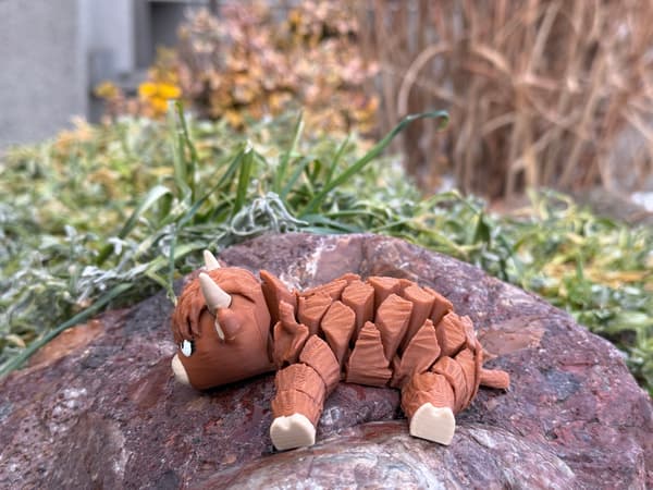 Cute segmented Fudge, 3D Mountain Cow – a charming, movable figurine