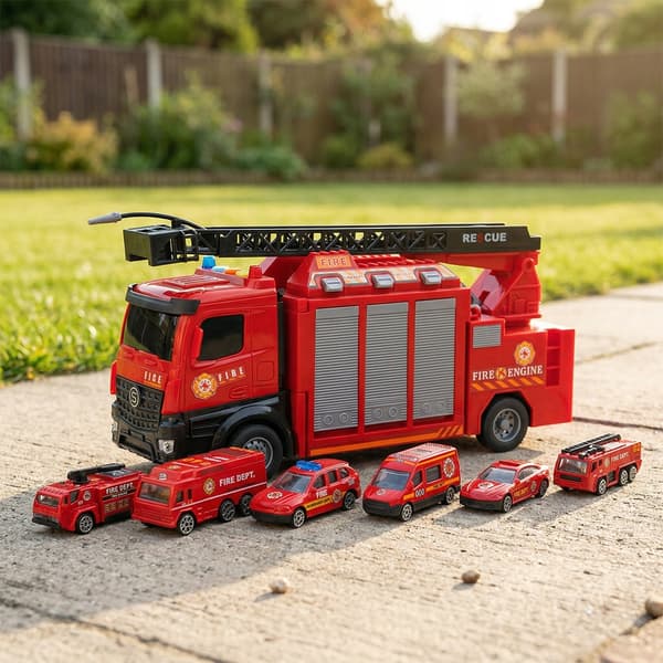 Fire engine set: Toy fire engines, 7-piece set