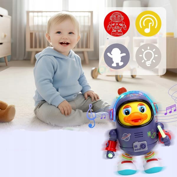 DANCING SPACE DUCK DANCING DUCK WITH LED LIGHTS AND SOUNDS