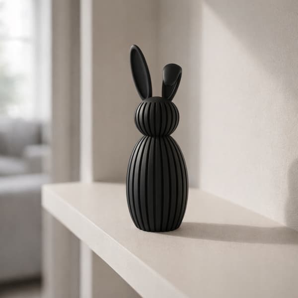 DECORATIVE FIGURINE: RIBBED RABBIT WITH LONG EARS – MANY COLOURS AVAILABLE