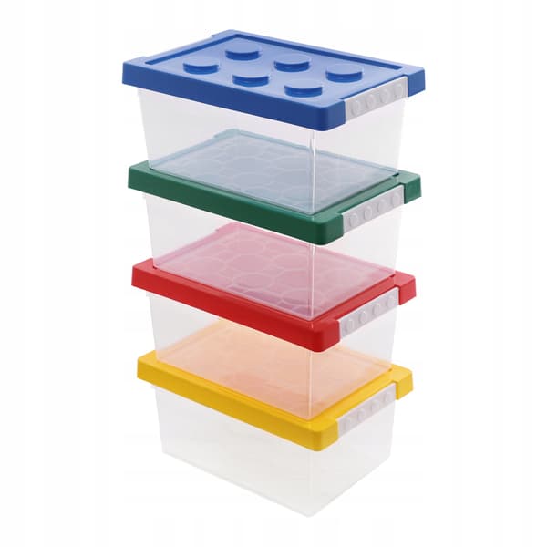 4 × 9L CHILDREN’S BLOCK STORAGE CONTAINERS × 4 × STACKABLE TOY ORGANISER