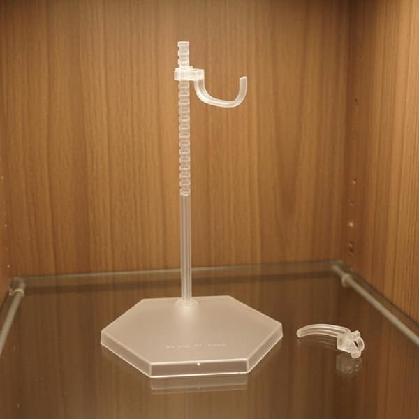 1/6 scale figure. Includes a U-bracket and C-shaped clips. Transparent, round