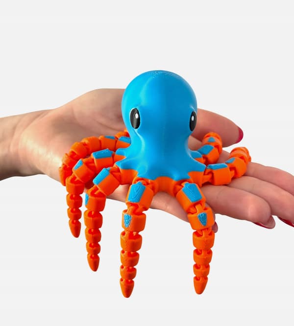 3D segmented octopus, movable figurine with 8 flexible tentacles, toy