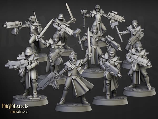 Sisters with Guns x5 Highlands Miniatures 32 mm