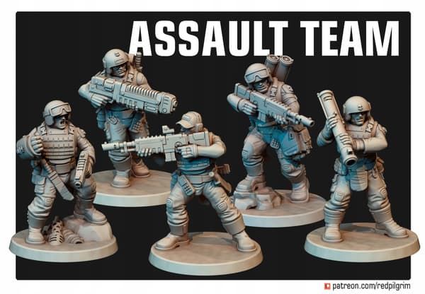 Assault Team x5 Red Pilgrim Miniatures 28 mm