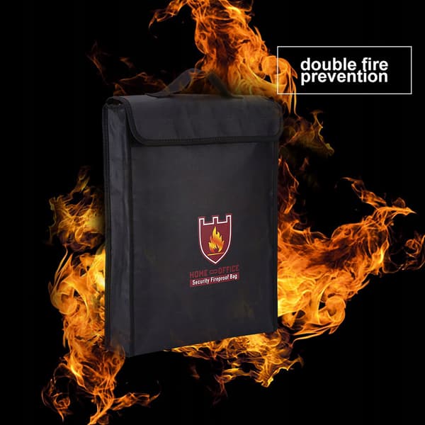 Double-sided fire-resistant bag for cash and documents, designed for a LiPo battery (38 *
