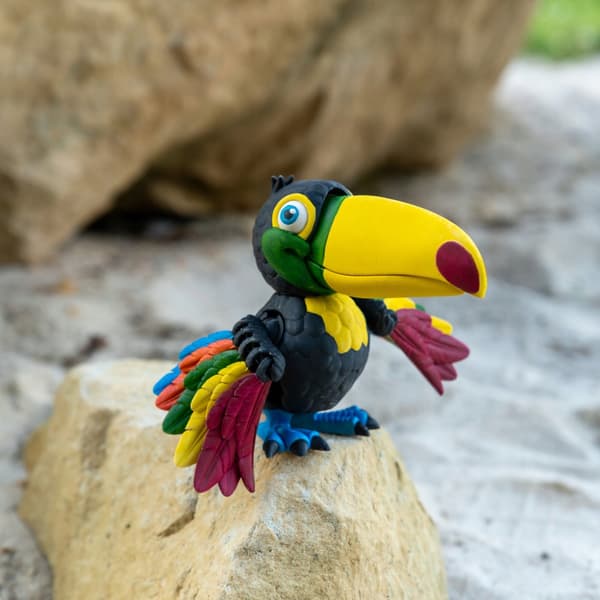Parrot | 3D pop-up colouring book + paints and a paintbrush
