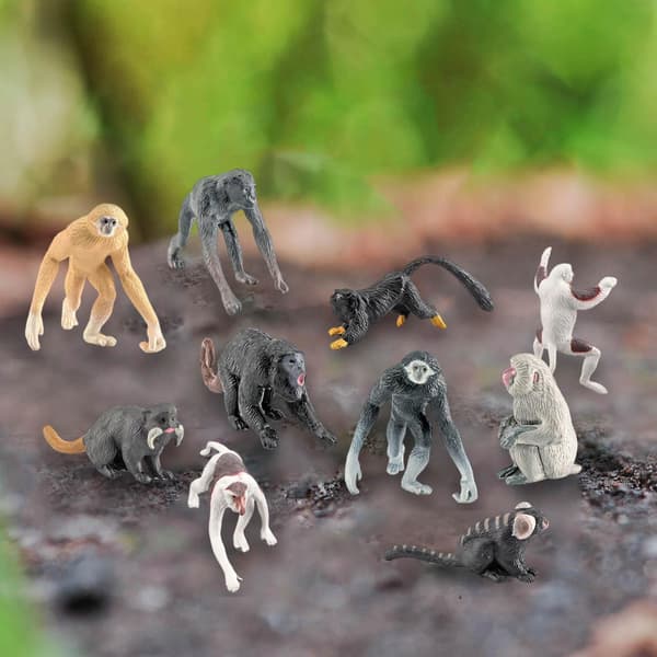 10 Plastic Mini Orangutan Monkey Figurines – ‘Tiny Jungle’ Party Favours