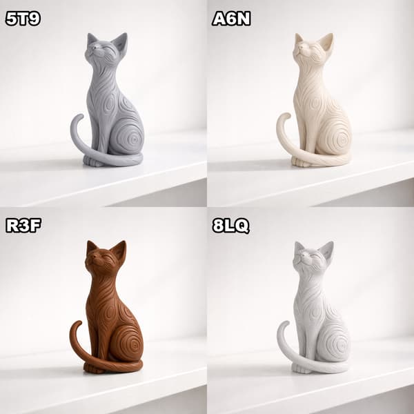 DECORATIVE FIGURINE: SITTING CAT WITH TRIBAL PATTERN, MANY COLOURS