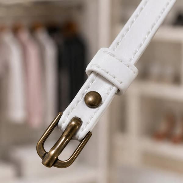 Miniature 1/6 scale belt with stitched edging – Black Silver Buckle W-line