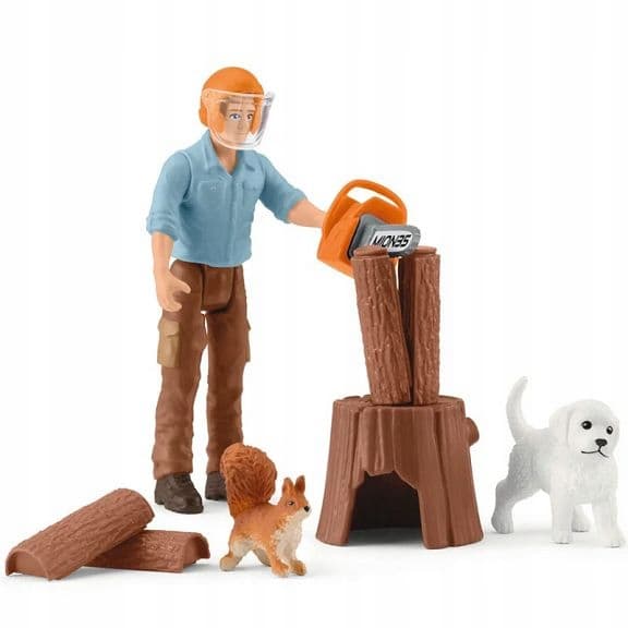 Schleich Forester with a petrol-powered chainsaw 81475
