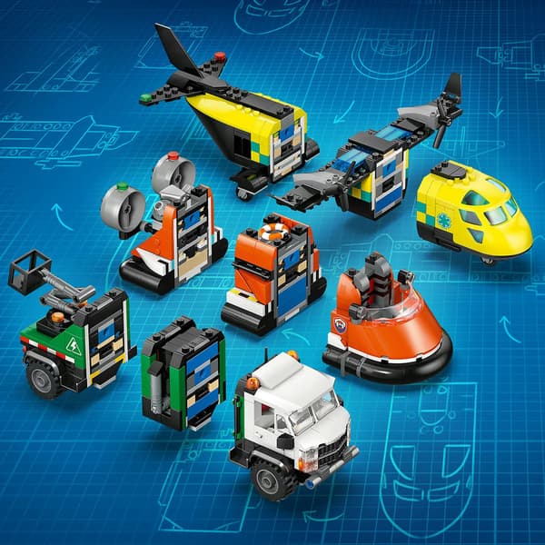 LEGO City 60505 Set featuring an aeroplane, a service lorry and a hovercraft