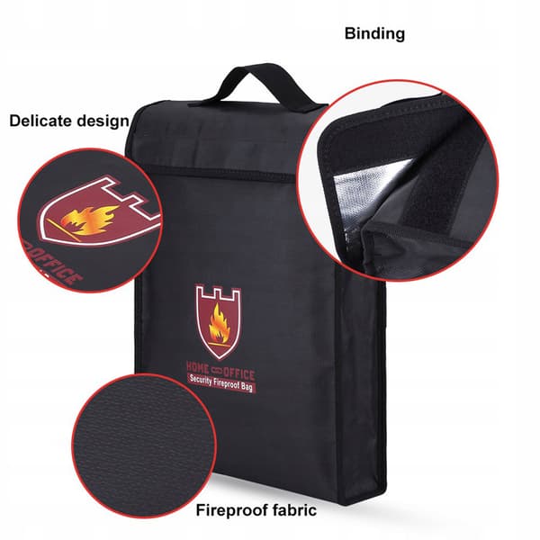 Double-sided fire-resistant bag for documents and cash, designed for LiPo batteries (38 *