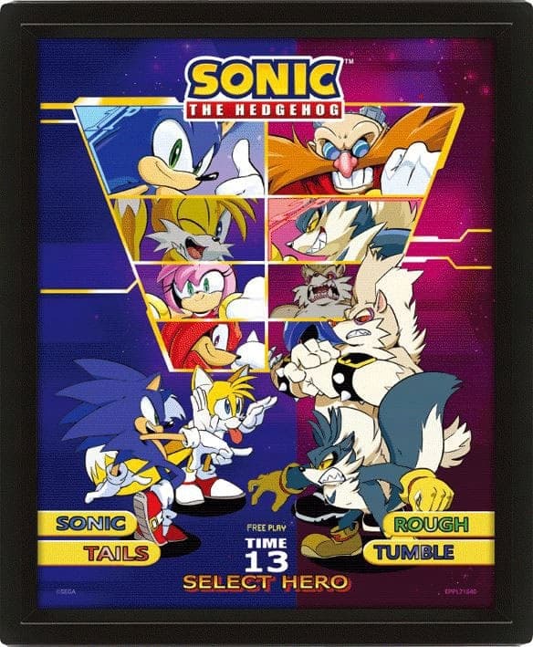 3D frame with lenticular effect: Sonic the Hedgehog poster – Choose your hero