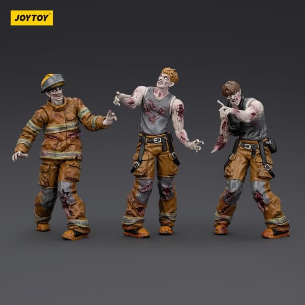 Dark Source Zombie Action Figures: 3-Pack of Firefighters, 8 cm - Small
