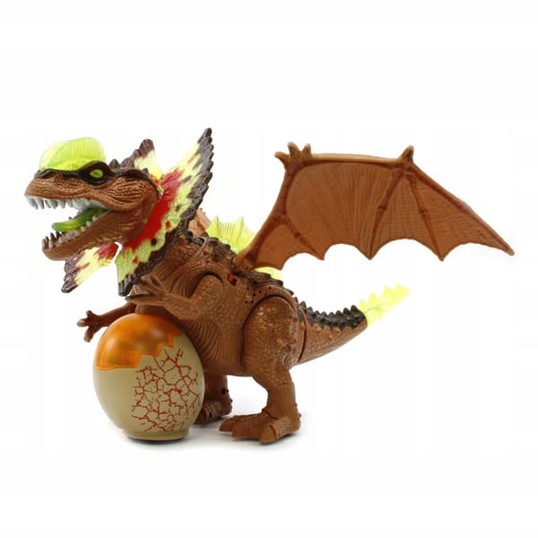 BATTERY-POWERED DINOSAUR walks, roars and lights up